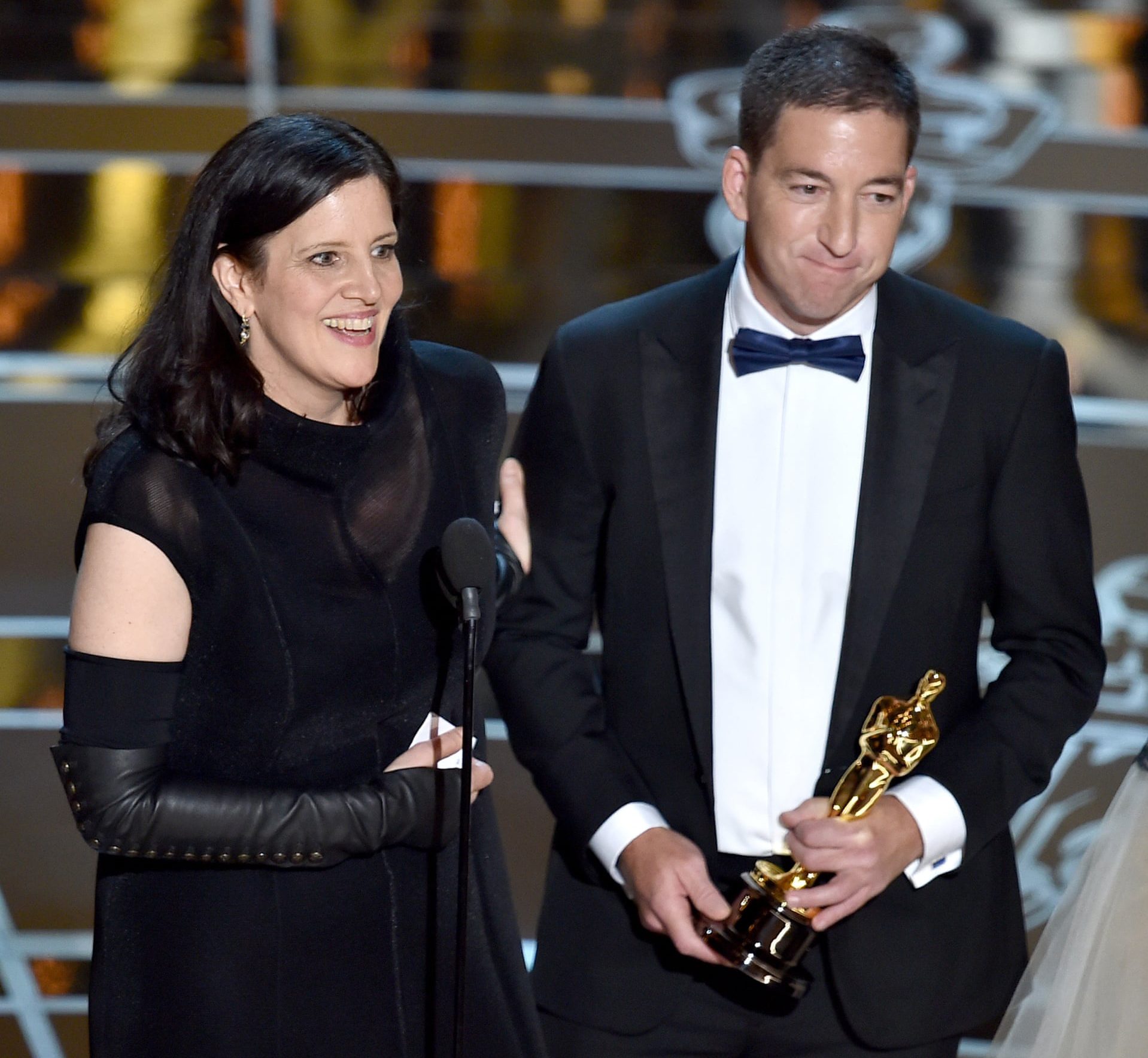 Laura Poitras and Glenn Greenwald received the Oscar for Best Documentary Feature at the 2015 Academy Awards. 